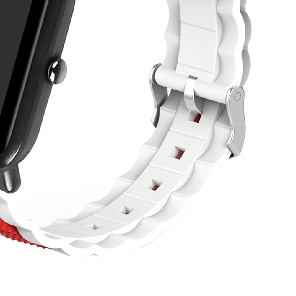 

Silicone Watch Band 20Mm Red White Breathable Flexible Replacement Strap For Men Women Durable Wristband Compatible With