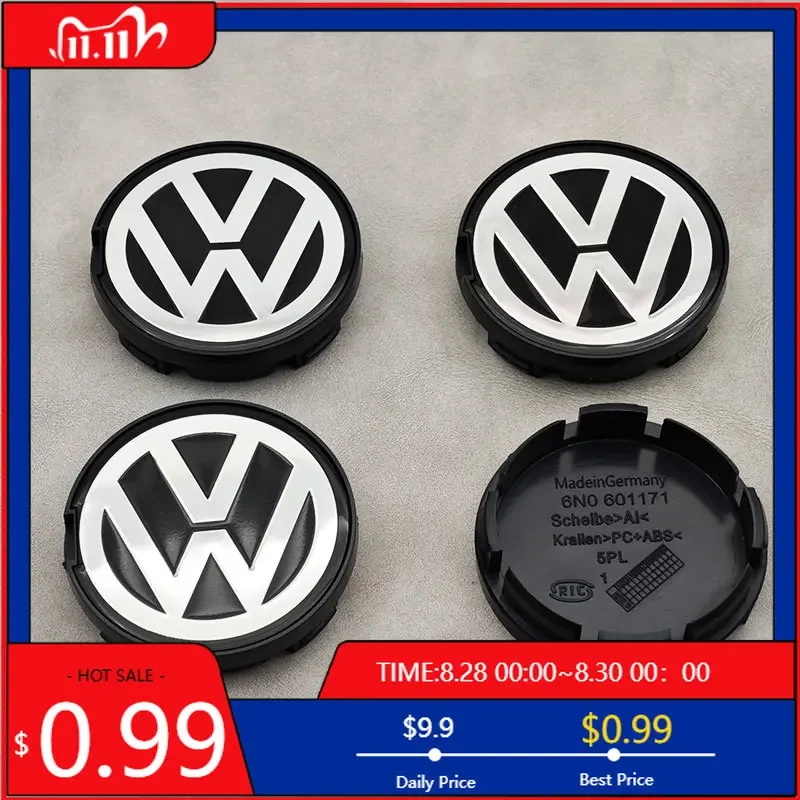 Tapacubos 4 piezas 55mm 56mm con logo VW para Volkswagen VW Santana Bora Jetta, tapas centrales de rueda 6N0601171 Accesorios