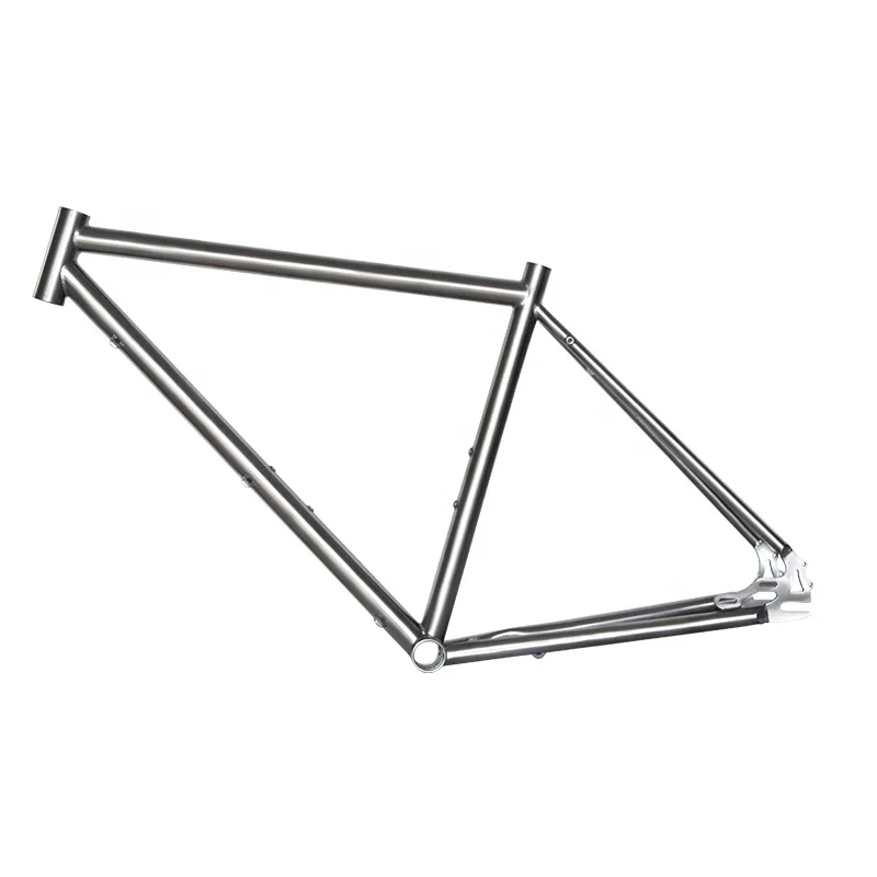 

Titanium Road Bike Frame, Belt Drive Compatible Internal Cable Routing, Lightweight Durable Smooth Weld 700C Comfort Geometry