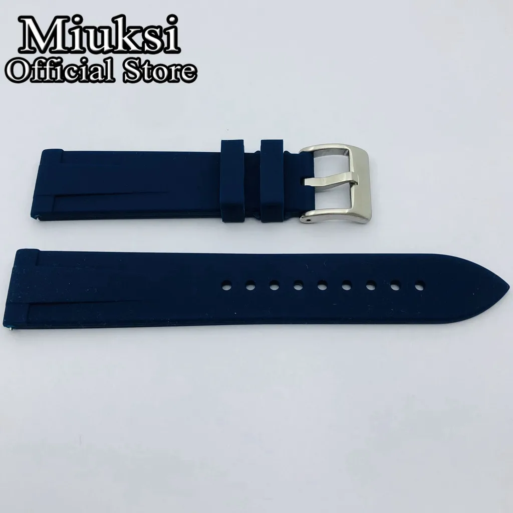 Miuksi 20mm black blue green gray rubber strap with stainless steel pin buckle