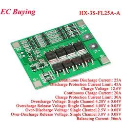 3S 11.1V 12.6V 12V 25A 18650 Lithium Lipo Cell Battery Charger Board Li-ion Battery Charging PCB BMS Protection Module Balanced