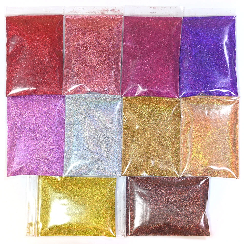 50g/bag Holographic Laser Fine Nail Art Glitter Powder Dust Super Sparkly Sequins Gel Polish Pigment Manicure DIY Decorations