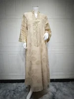 Robe Maxi Brodée à Paillettes pour Femme Musulmane, Tenue Décontractée pour le Ramadan, Dubaï 4