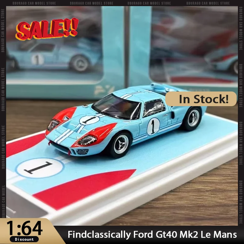 

Новинка в наличии Findclassically 1:64 Ford Gt40 Mk2 Le Mans Champion, модель автомобиля из сплава, миниатюрные литые украшения, игрушка Ford на заказ для детей