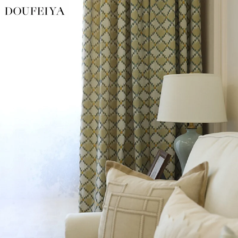 European Jacquard Vintage Shading Cloth Custom Size Luxury Elegant Sheer Curtains for Living Dining Room Bedroom Door Fashion