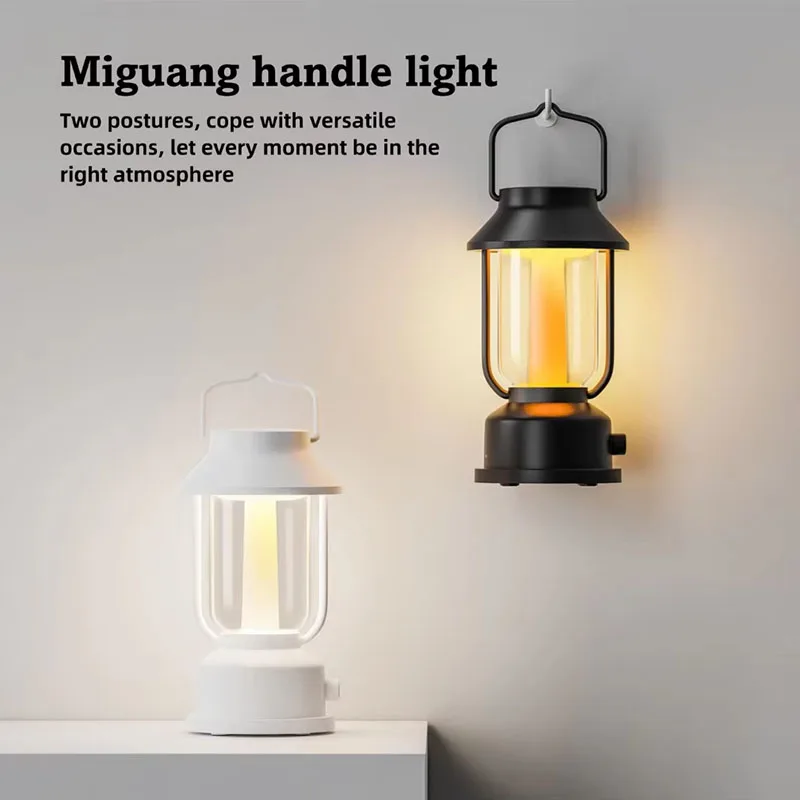 Vintage Lantern Bluetooth Speaker Camping Light Portable Hanging Tent Lamp Rechargeable Mood Light Christmas Gift