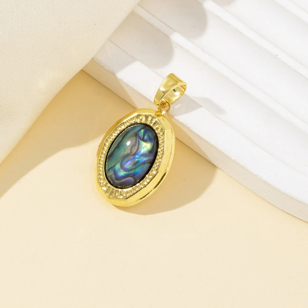 1 قطعة 16.5x30 مللي متر قذيفة الطبيعية البيضاوي الذهبي اللون ملفوفة قلادة جالبة للحظ لصنع عقد دي اي واي أقراط مجوهرات اكسسوارات