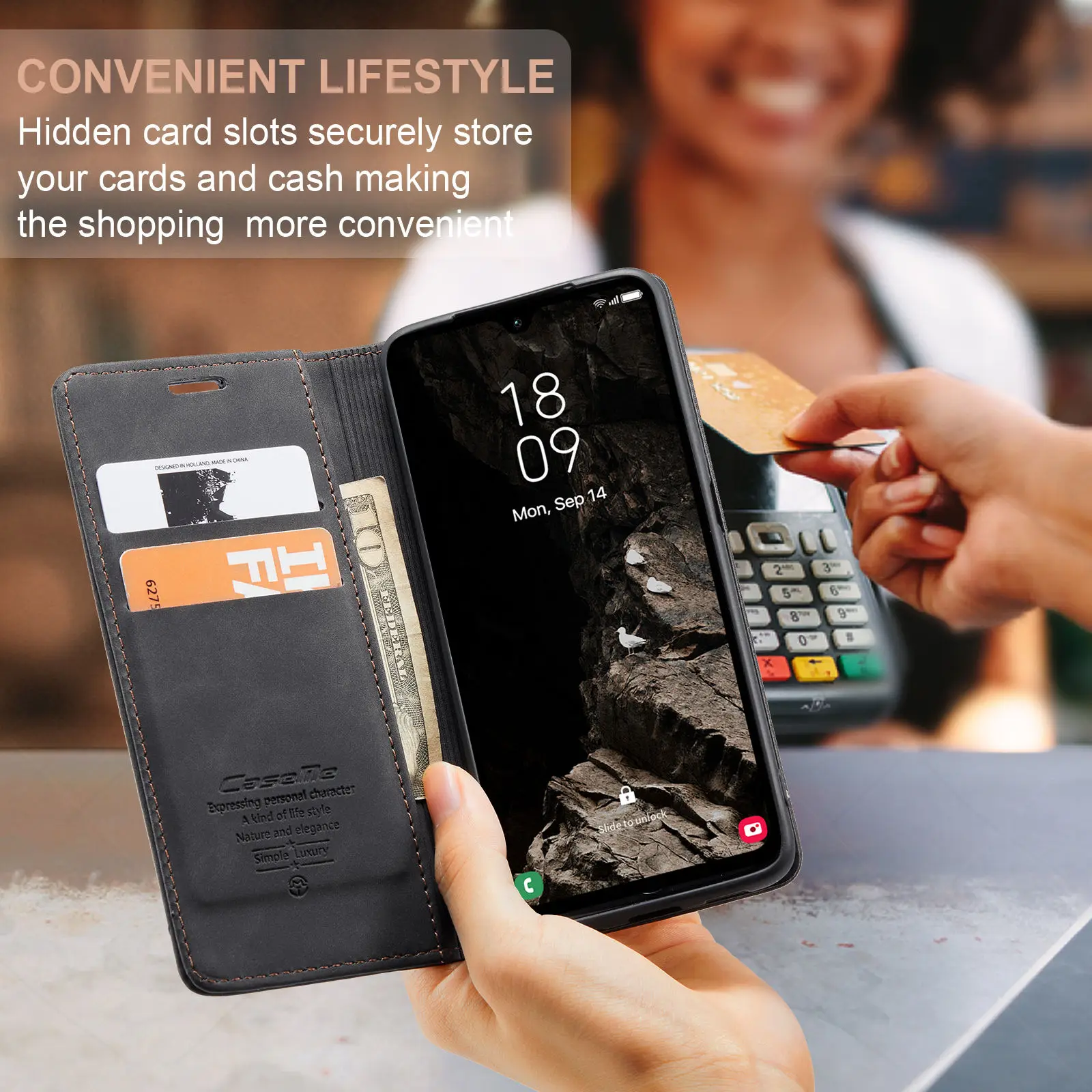 حافظة محفظة قابلة للطي لهاتف سامسونج جالاكسي A55 5G A35 5G A25 5G A05S (2024)، غطاء فوليو مغناطيسي جلدي مع حامل بطاقة