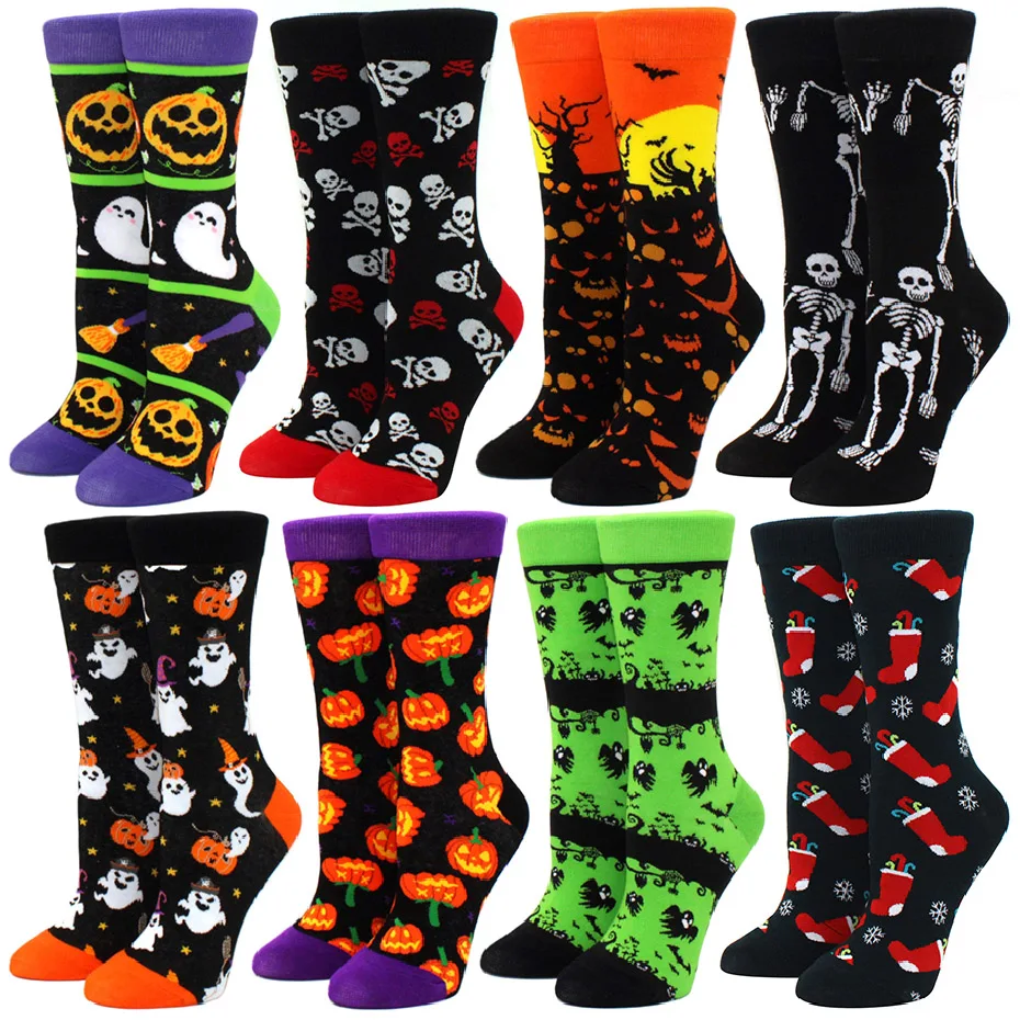 New Hot Sale Halloween Women Harajuku Socks Funny Skeleton Alien girl Socks Pumpkin Socks Monster Socks Bat Crew Socks