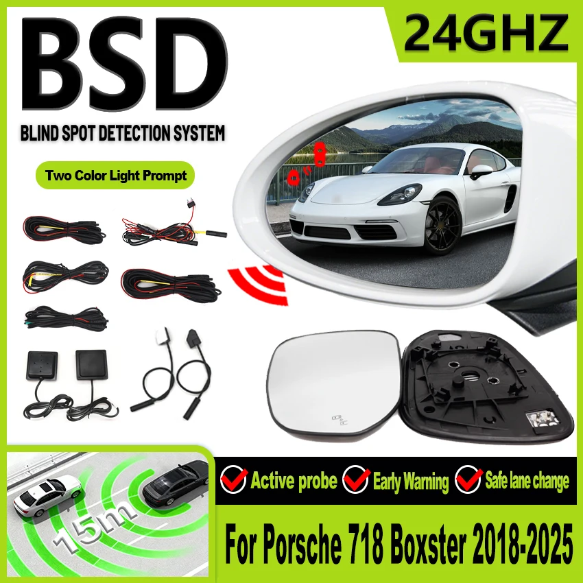 Blind Spot Monitoring For Porsche 718 Boxster 2018-2025 BSD Radar Detection System Microwave Sensor Assistant Driving Security