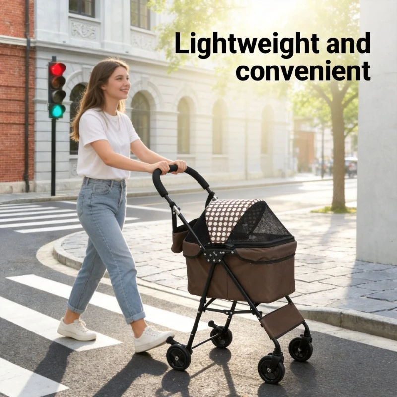 TG Nordic Lightweight Portable Pet Stroller For Small-Scale Cats Dogs Cart Shock Absorber 4-wheel Foldable Outdoor Troll