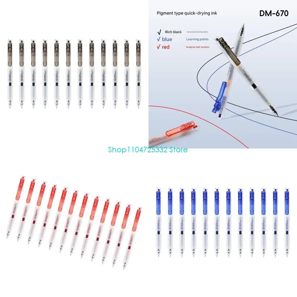 

P5EA 12Pcs Clicks Type Gel Ink Pen Quick-Drying Ink Roller Ball Pen Set Retractable Gel Pen 0.5mm Tip For Classrooms Business