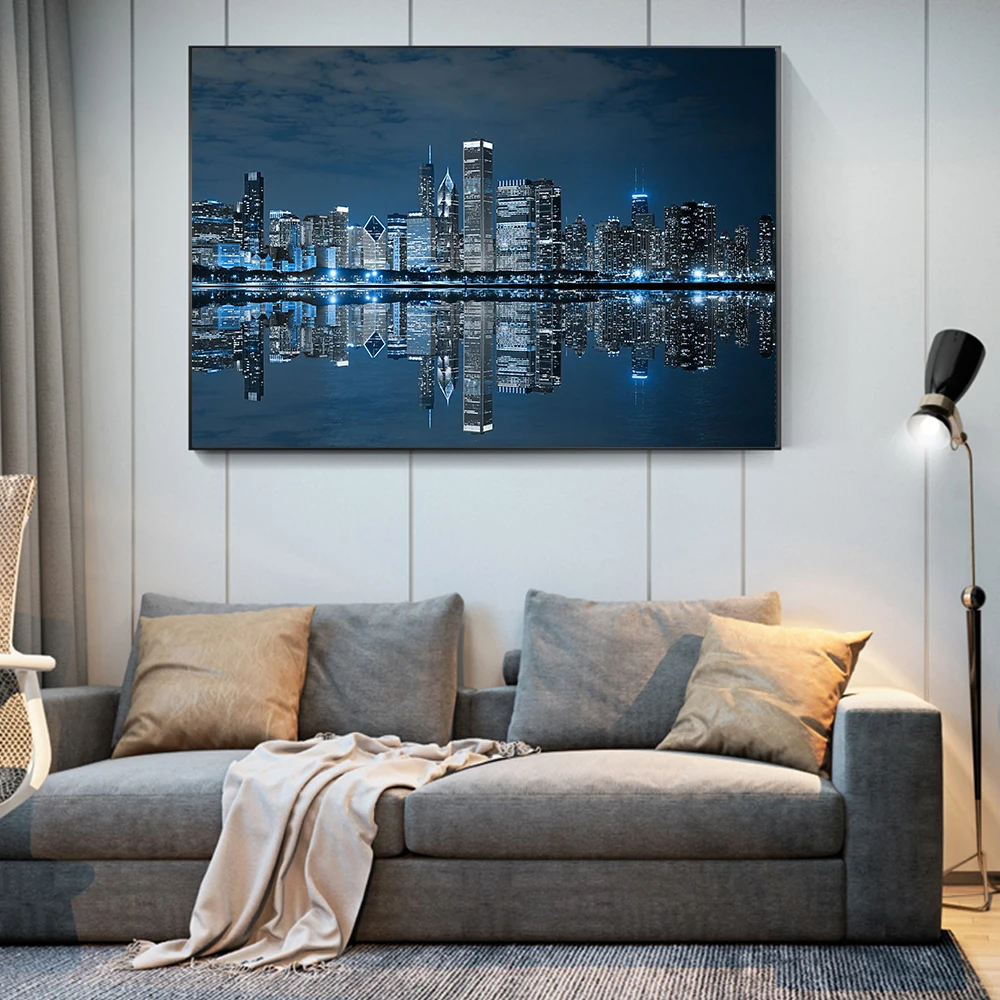 Famous Urban Landscape New York Travel City Night View Canvas Painting Poster Prints Bedroom Wall Art Pictures Modern Home Decor