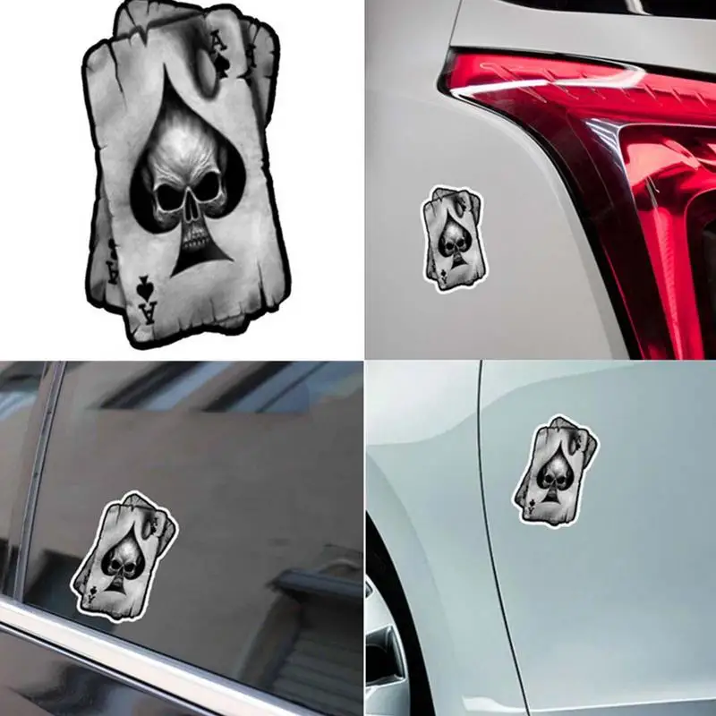 Pegatinas de calavera para coche, calcomanías de póker, calcomanías de Calavera, calcomanías de esqueleto clásico, accesorios de decoración de coche