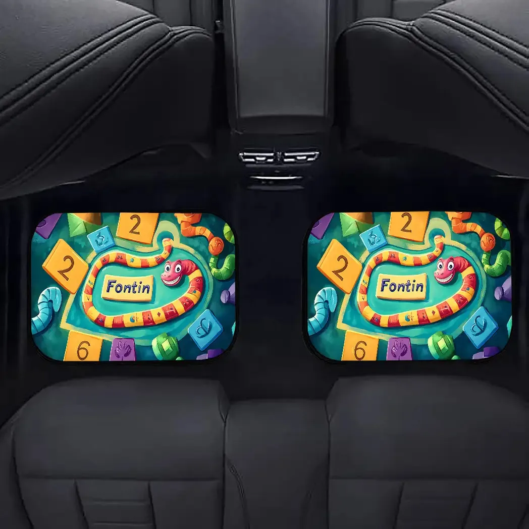 4pcs HKStorage Cartoon Snake Game Car Mats- - Fits Most Cars/SUVs- All-Weather Interior Accessory