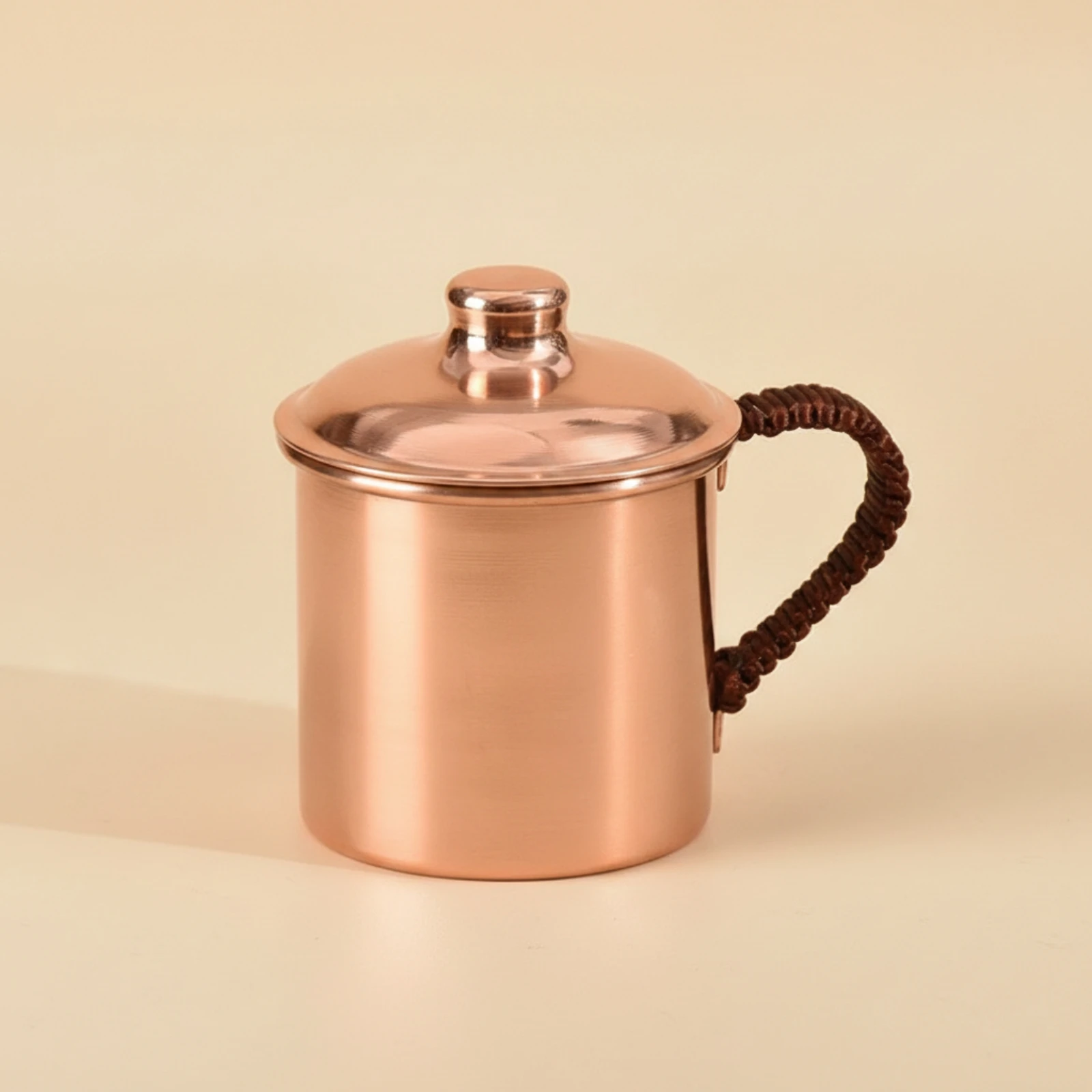 Metal Cup with Lid Artisanal Metal Mug with Handle Mug with Handle Compact Drinkware Stainless Steel for Tea Lovers