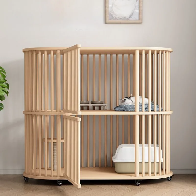 Solid wood cat cage, multi-layer large space, luxurious cat villa