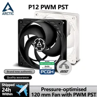 ARCTIC P12 PWM PST Ventilador con caja de 120 mm con tecnología de compartir PWM (PST), motor silencioso y optimizado a presión, velocidad del ventilador: 200-1800 RPM