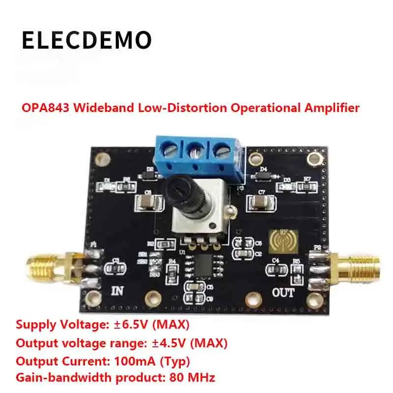 Wideband Low Distortion Voltage Feedback Op-Amp Module, 800MHz GBW, 110dB Open Loop Gain, High Slew Rate, Low Noise, DIY,OPA843