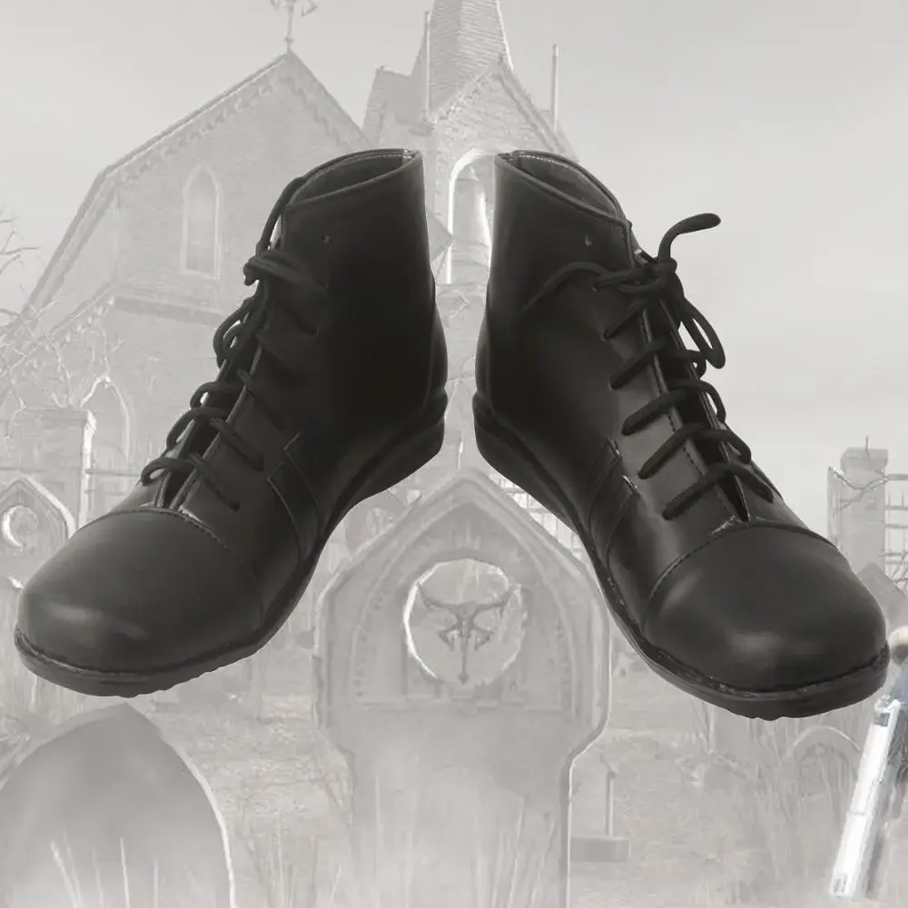 RE Leon S. Kennedy Cosplay Boots - Black Leather Custom Shoes For Adults/Kids