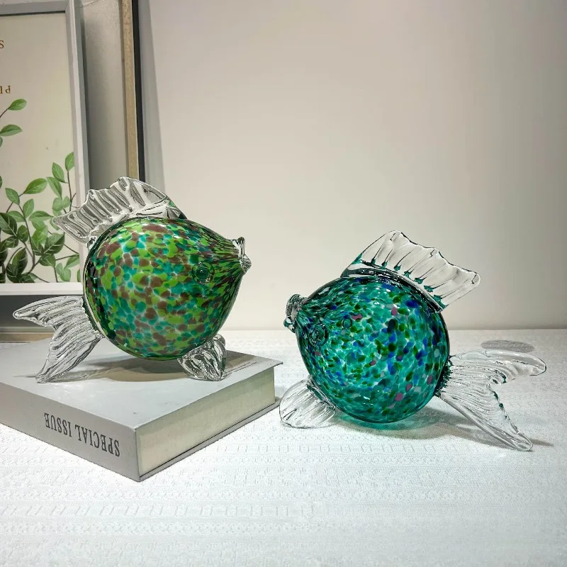 Handmade glazed colored kiss fish ornaments, modern simple light luxury home furnishings, wine cabinet accessories