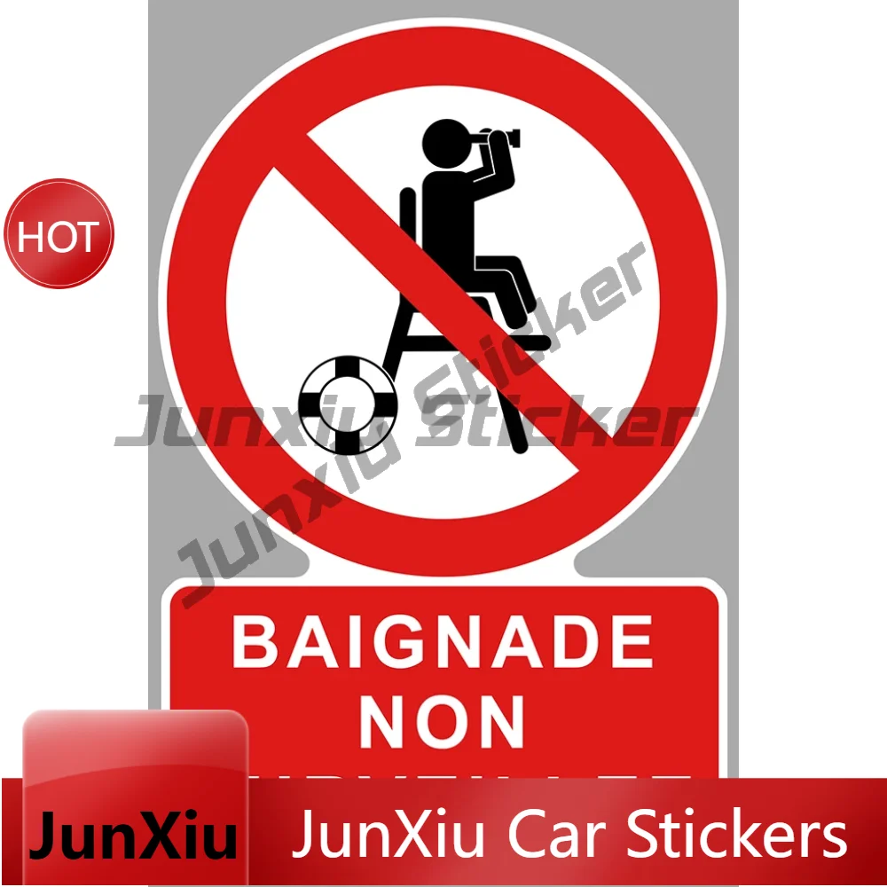 Reflective Silver Vinyl Decals For Caravan Body Camping Gear Box Baignade Non Surveillee Camping Waterproof Unique Sticker