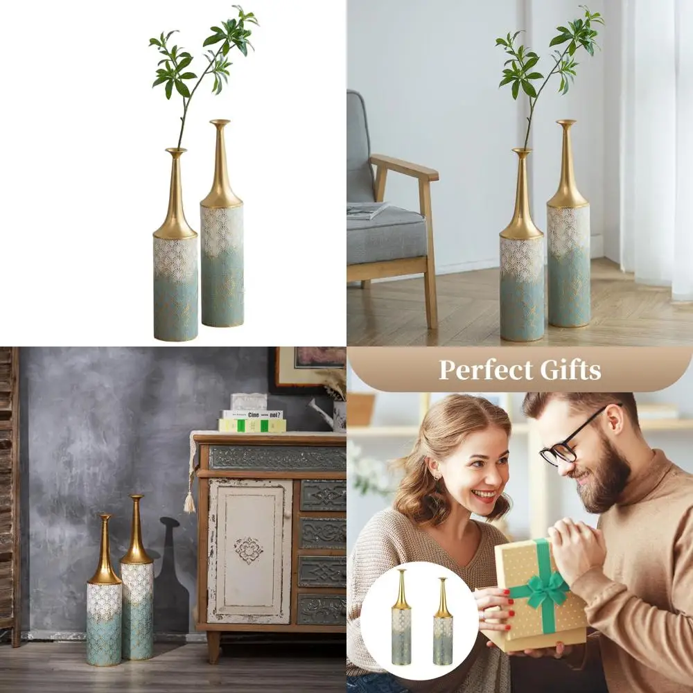 

Набор из 2 высоких декоративных ваз для дома - 23,4/26 дюймов, в деревенском стиле для акцентов в гостиной