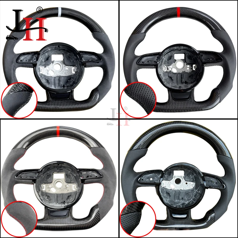 

carbon fibreHalf perforated multifunctional steering wheel, flat bottomed sports steering wheel, suitable for Audi A4B8 Q3 A3 8V