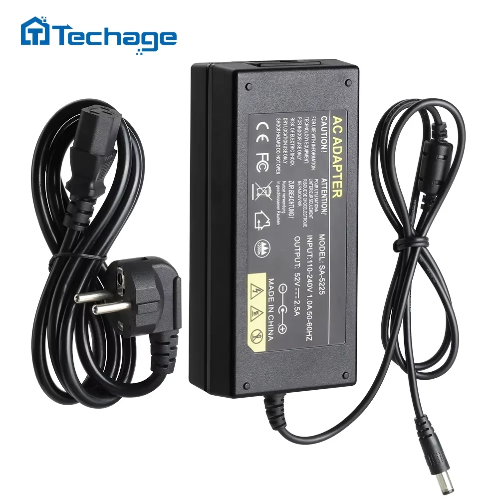 Techage 52V 2,5A nytга Semincio AC 100 - 240V Vara Wspcio Nav Navidadné Estatе Profuse DC 5,41 Mm EU / AU / UK / US