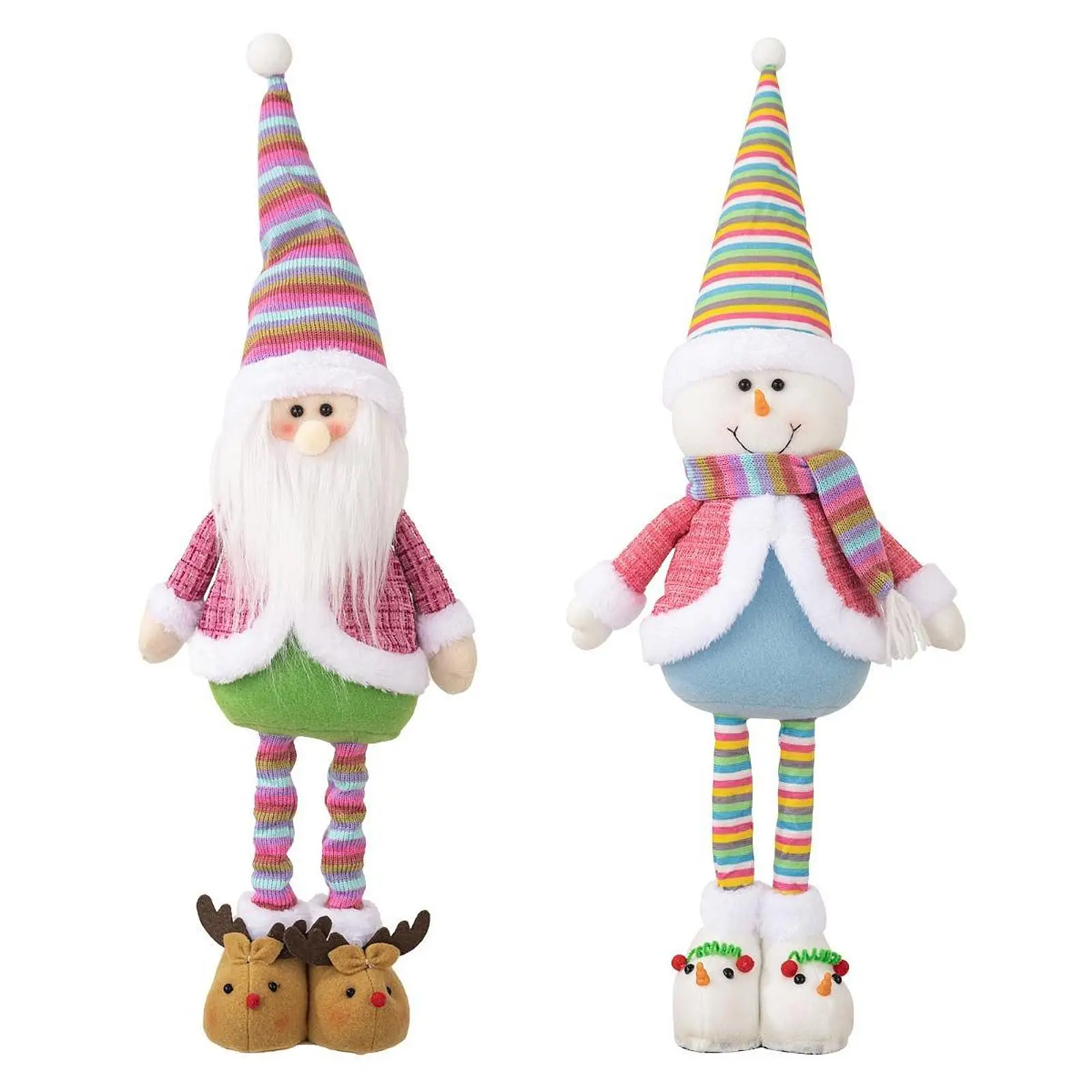 Stretchable Christmas Doll with Retractable Legs for Shelf Holiday Desktop