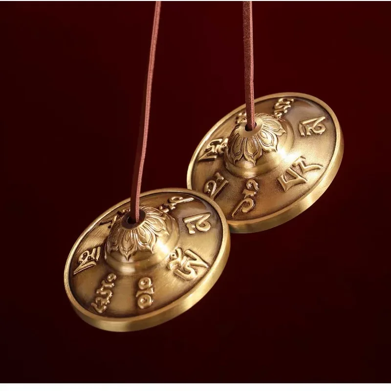 Nepalese Brass Tinkle Bell Nepal Meditation Portable Hand Bells Sound Healing Handmade Tibetan Bell Orff Musical Instruments
