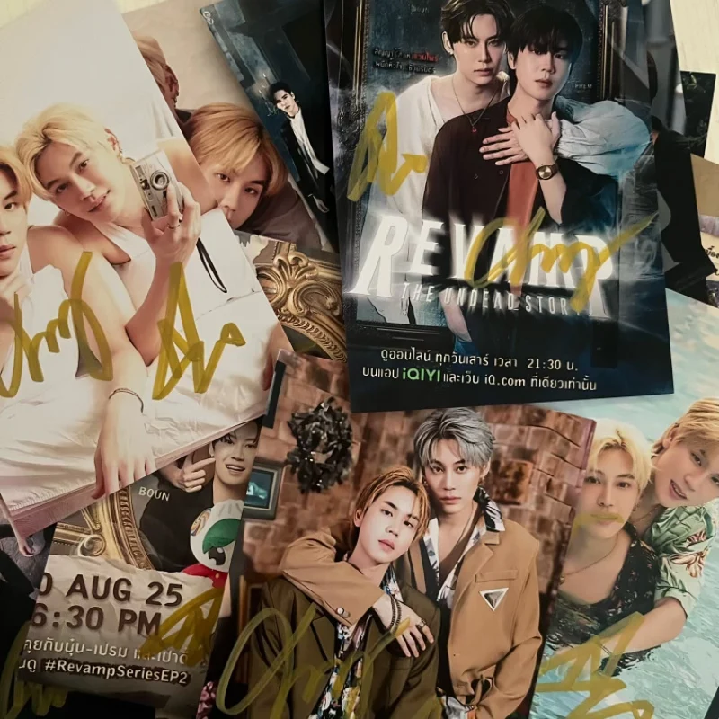 Bounprem Boun Noppanut Prem Warut صور موقعة للتلفزيون التايلاندي Revamp The Series Drama Stills صورة توقيع مكتوبة بخط اليد