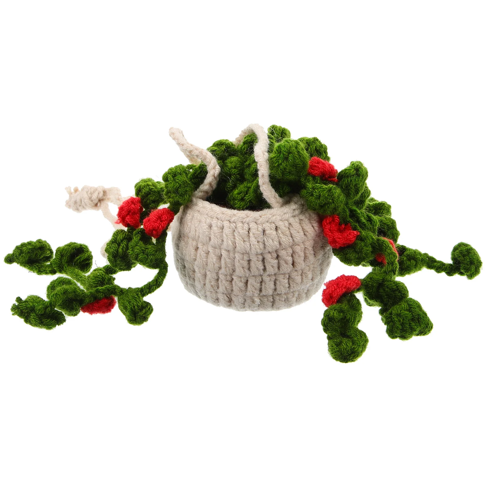 

Crochet Potted Plant Hanging Decor For Car Rearview Mirror Cute Knitted Pendant Wool Charm Interior Accessories