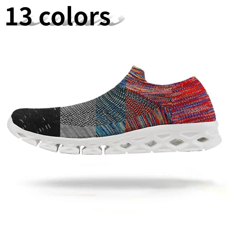 Unisex Sneakers Men's Knitted Fabric Trainers Couple Walking Jogging Running Shoes Slip-on Socks Shoes Yoga Fitness Sports Shoes