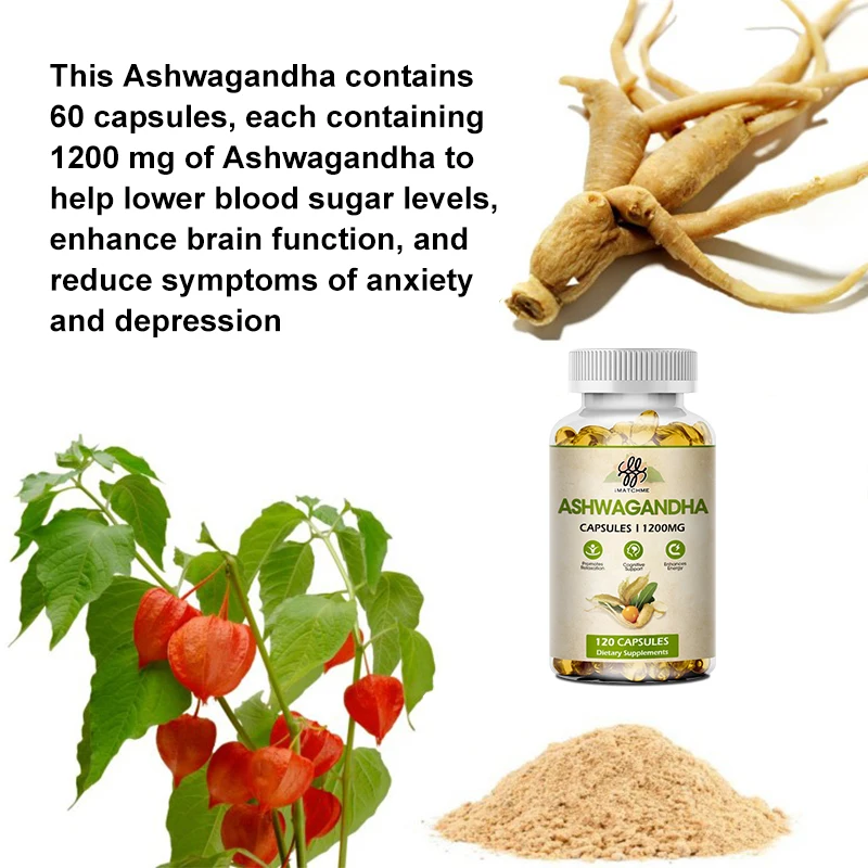 Ashwagandha Herbal Supplement 1200mg, 120 Capsules - Vegetarian, Non-GMO, Gluten Free, Ashwagandha Root