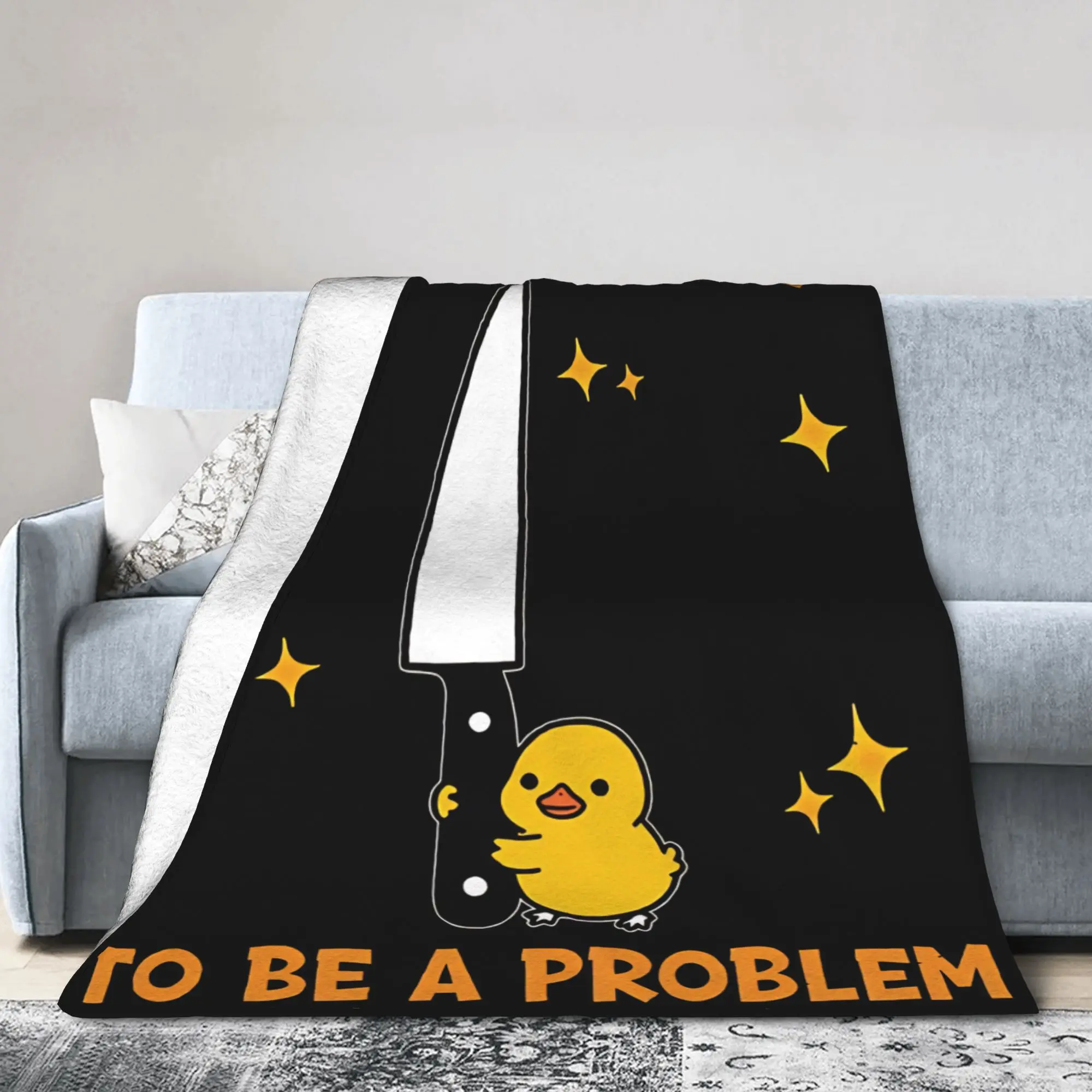Funny Duck Holding Knife Knitted Blankets Tall Enough To Be A Problem Flannel Throw Blanket Bedding Couch Soft Warm Bedspreads
