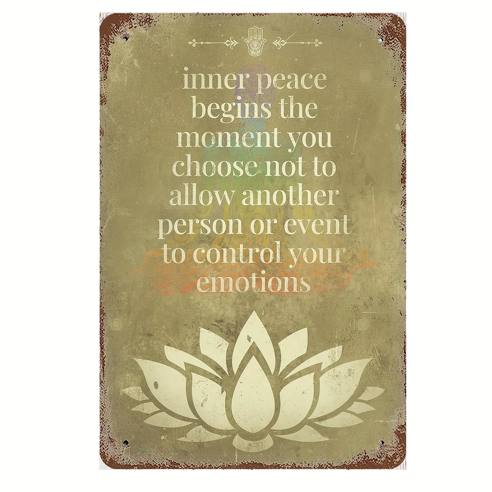 Metal Signage  Vintage Inspirational Yoga Quotes, Wall Decoration Meditation Lotus Zen Poster Art Family Living Room Bedroom Gar