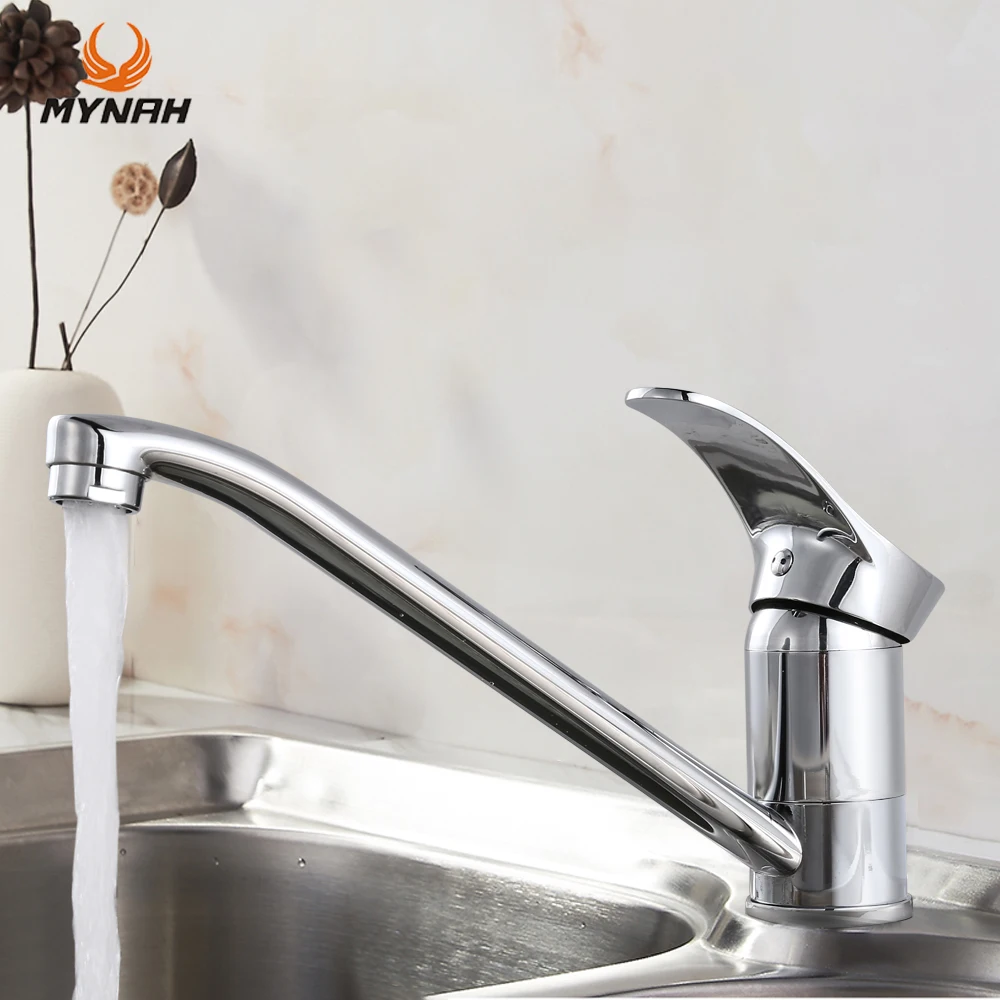 

MYNAH Kitchen Sink Faucet Mixer Cold and Hot Tap Single Hole Water Tap Rotate 360 Degrees Extended Outlet White Kitchen Faucets