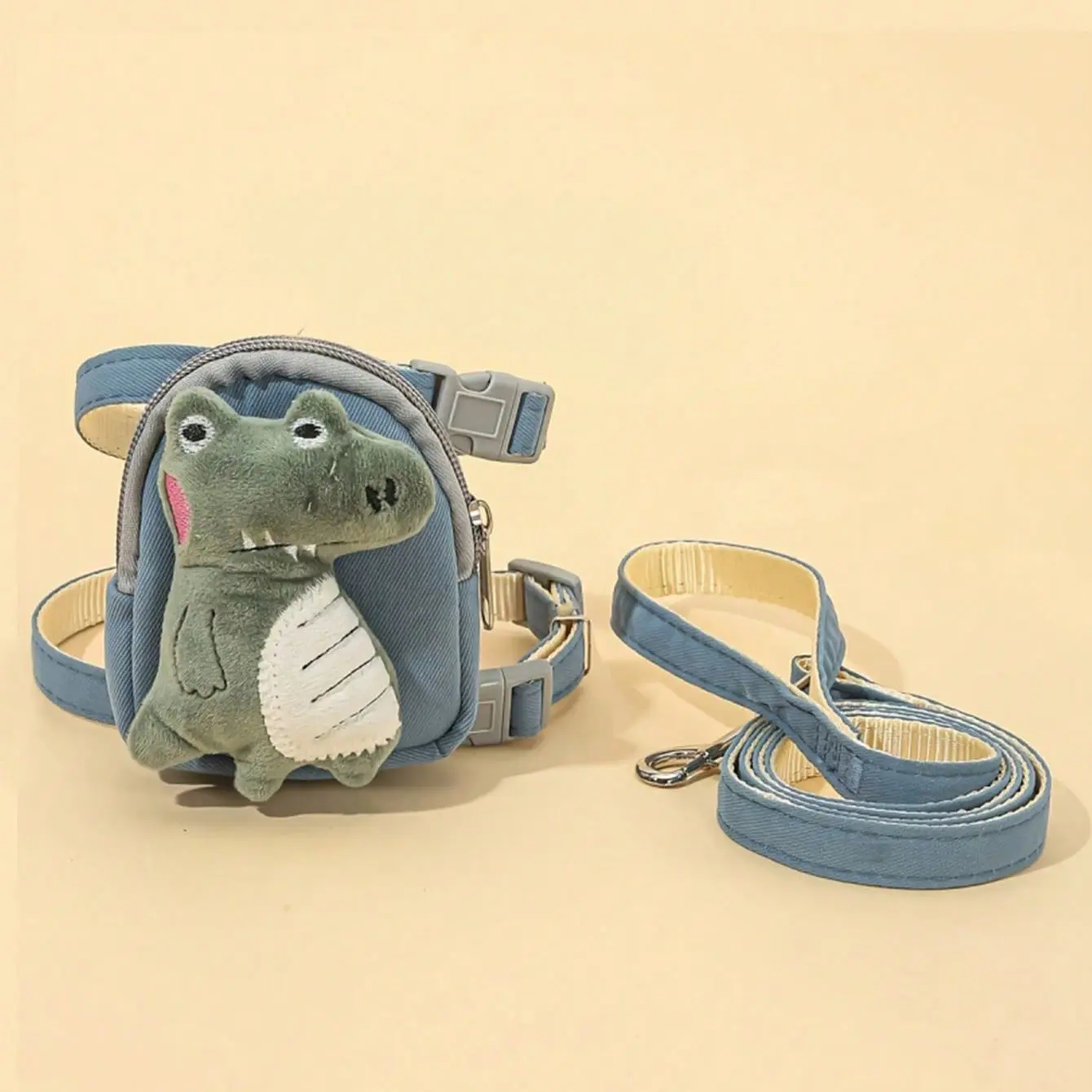 

Pet schoolbag chest and back traction, cute cartoon dinosaur, lion, cat and dog universal collar traction set, anti-break free.