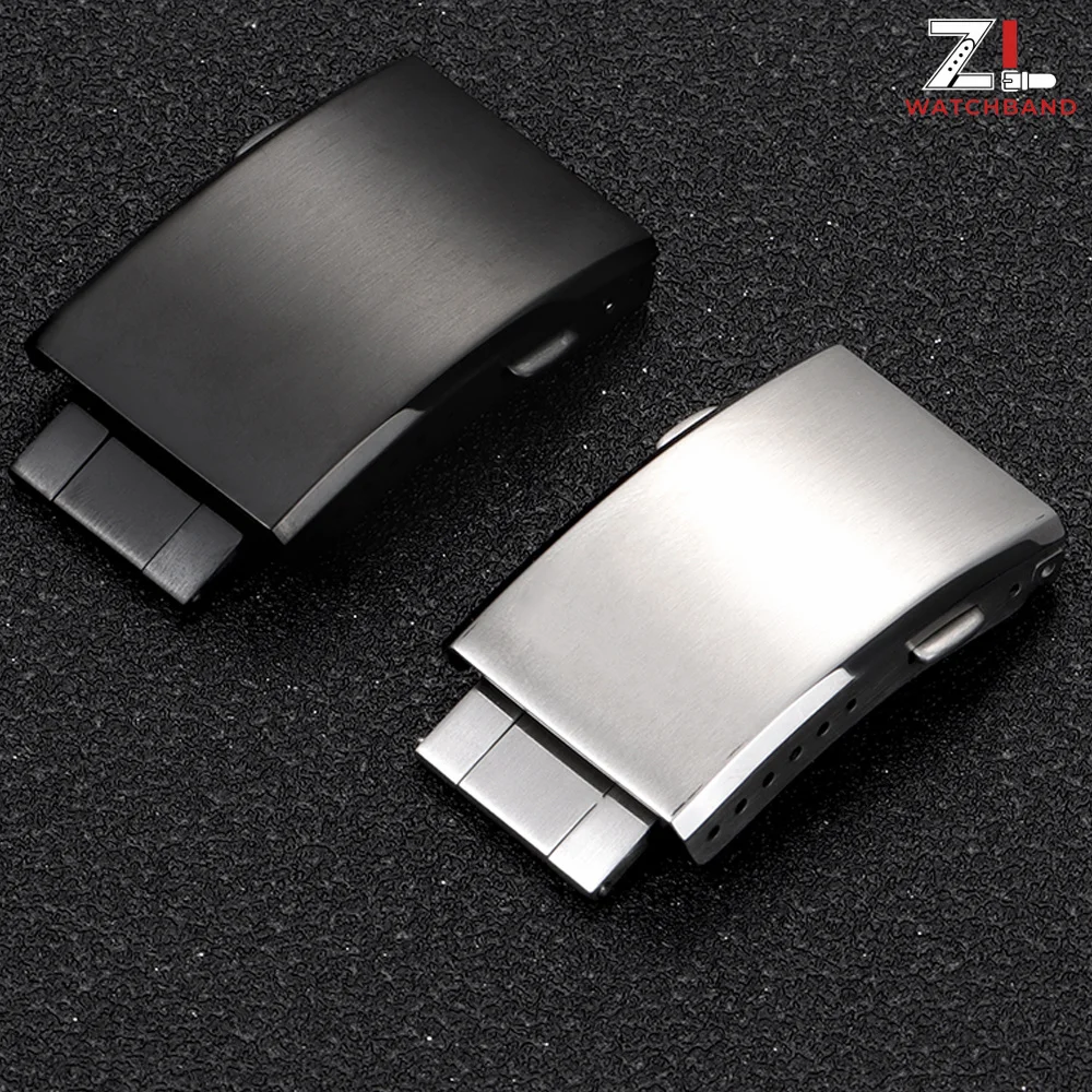 Stainless Steel Extended Fold Solid Watch Buckle for Seiko Double Push Safety Milled Clasp 18mm 20mm 22mm Silver Watchband Clasp image 2