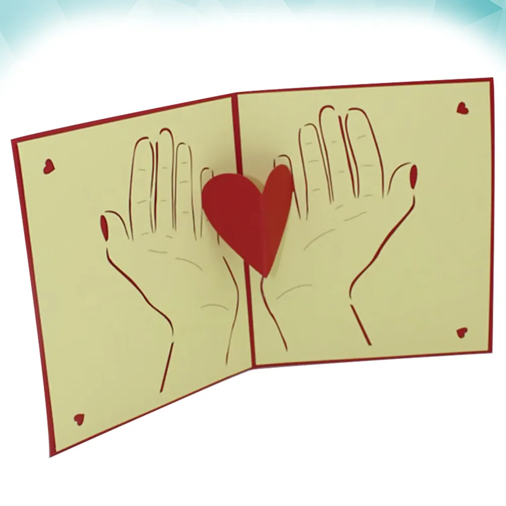 

3D Greeting Card Mother's Day Paper Loving Heart Bright Color Glossy Decorative Blessing Festival Card for Woman