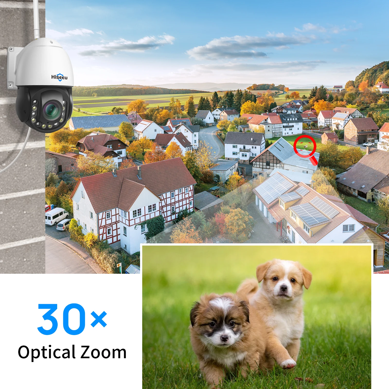 30X Optical Zoom IP66 AI Intelligent automatic tracking Cctv system wireless WiFi Ptz camera security