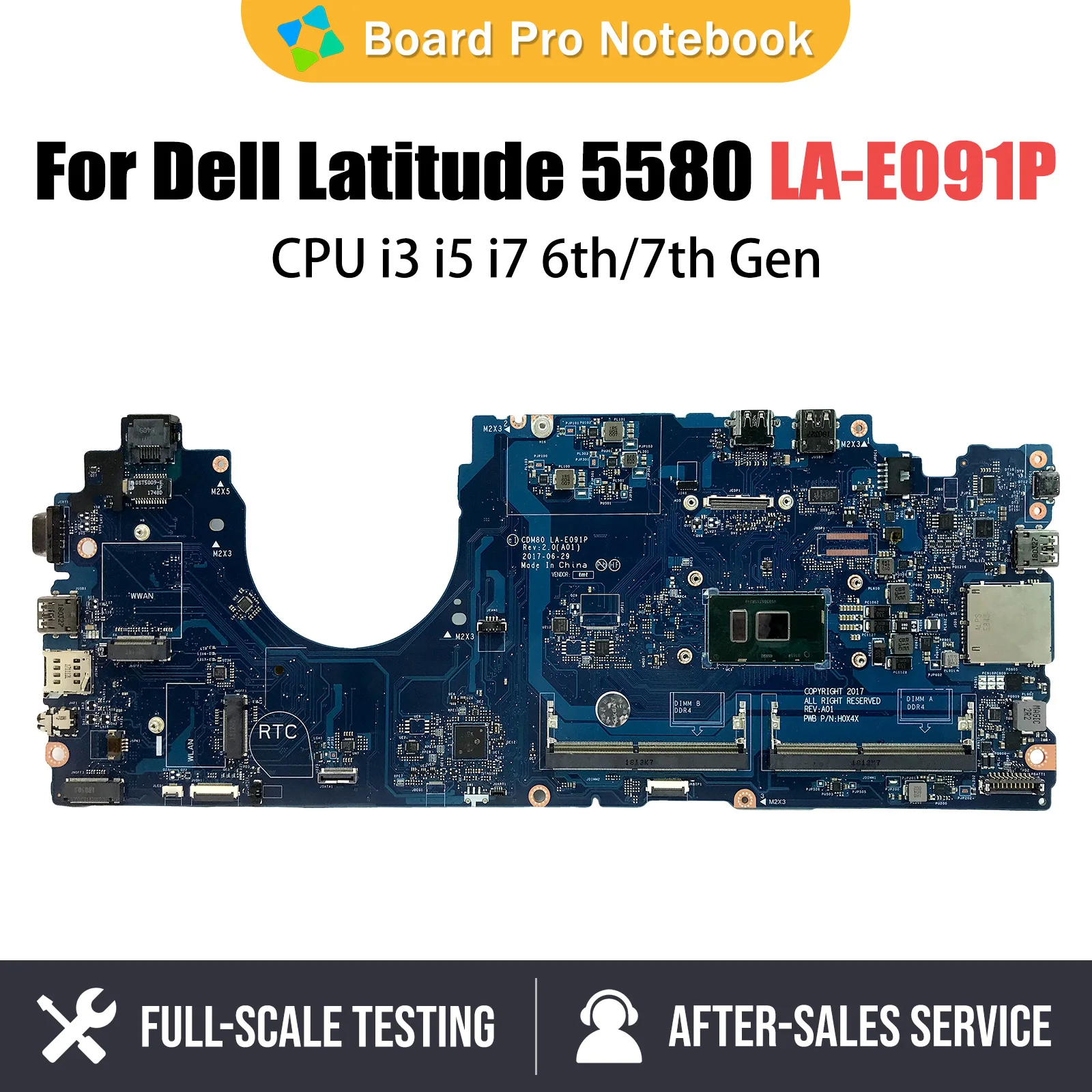 

Notebook Mainboard For Dell Latitude 5580 00C098 0V6V32 0M3HDV 0Y2K9C LA-E091P Laptop Motherboard i3 i5 i7 6th 7th Gen CPU