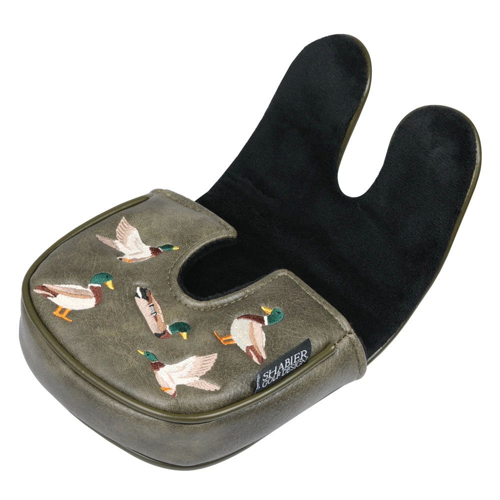 Vintage PU-Leder Golf-Schlägerkopfhülle mit Enten-Stickerei, Magnetverschluss für Blade- und Center-Schaft-Mallet-Putter – Detail 4