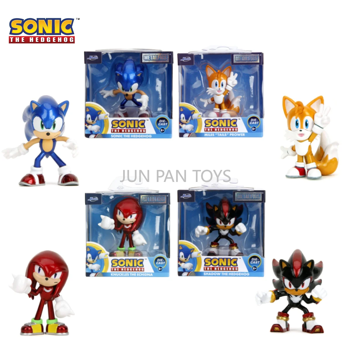 Figuras Coleccionables de Metal de Sonic The Hedgehog Wave 1, Knuckles, Shadow y Miles, de 2.5 Pulgadas, Figura de Metal Fundido a Presión, Regalo de Cumpleaños para Niños