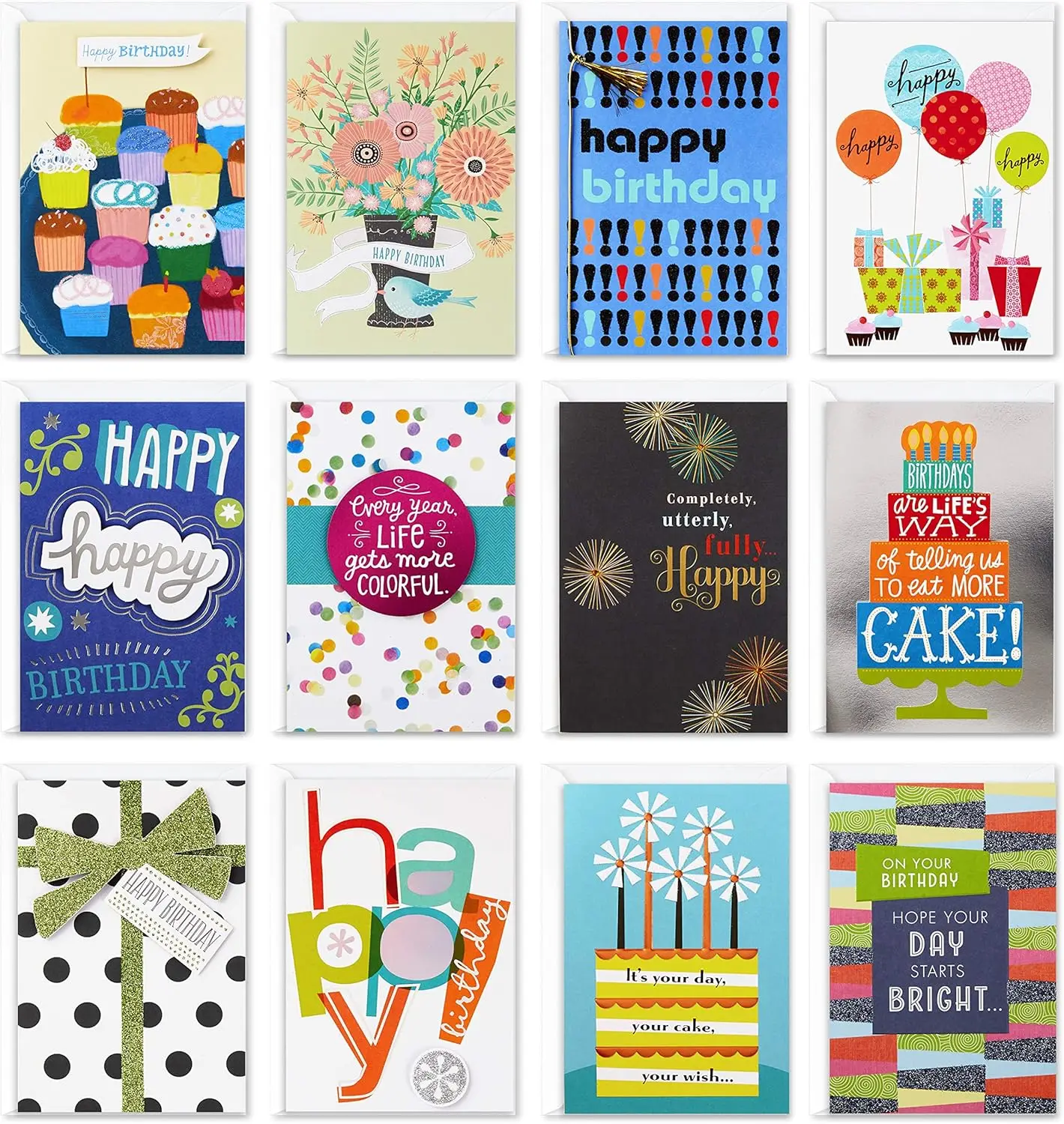 

Assorted Birthday Greeting Cards (12 Cards and Envelopes)