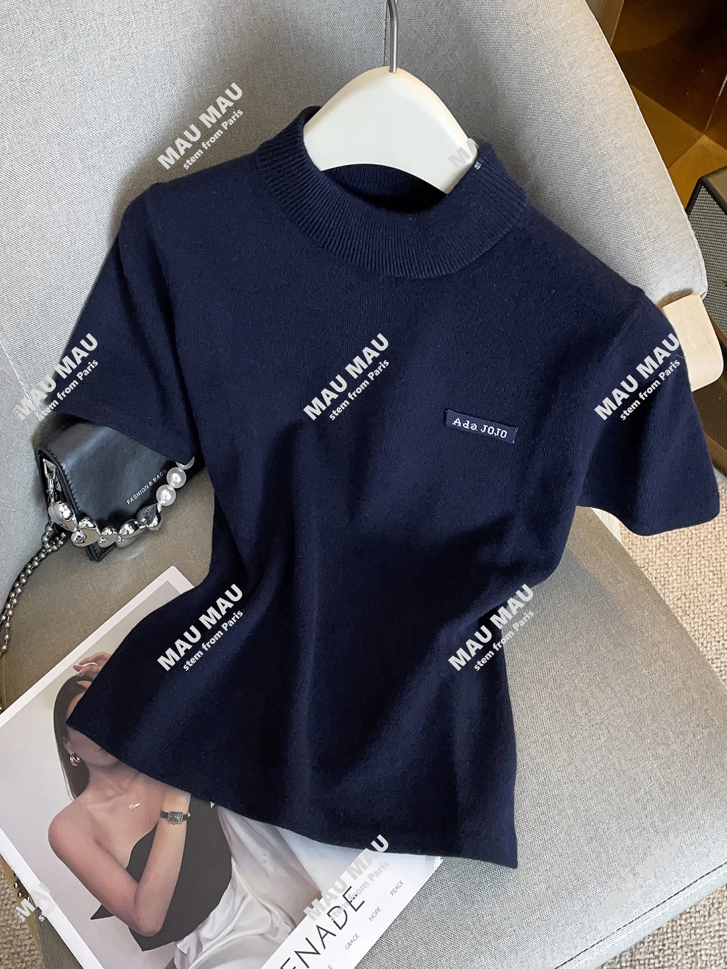 

Casual Versatile Stand Collar Knitted Sweater Women's Top Commute Sle Regular Fit Medium Softn ort Sve Knitwear