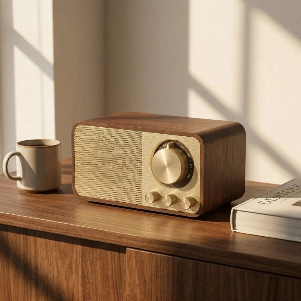 

Ретро Bluetooth-колонка с супербасом, Bluetooth 5.0, FM-радио, регулировкой басов и высоких частот, деревянный корпус, винтажный дизайн, подключение к мобильным устройствам