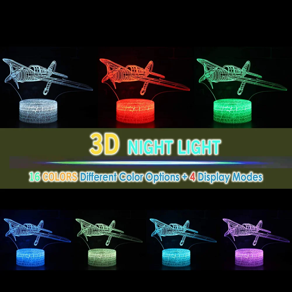 Nighdn Aircraft Night Light Airplane Decoration Bedroom 7 Color Changing USB Led Nightlight Child Birthday Christmas Gifts Kids