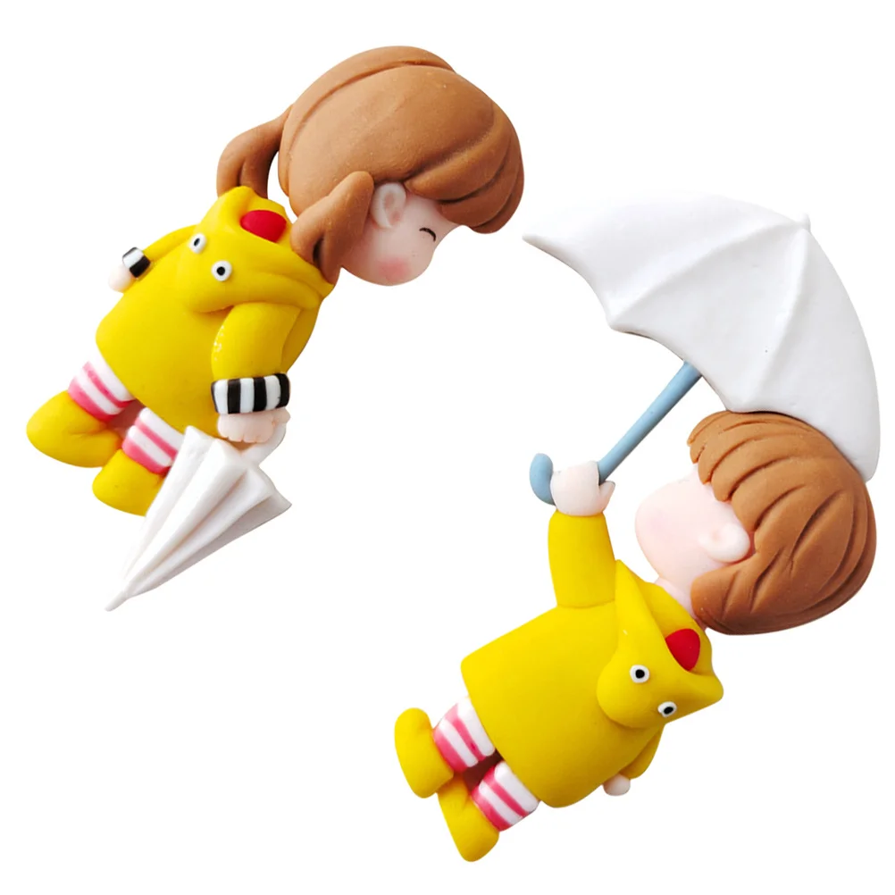 

2pcs Lovers Design Cake Ornament Premium Polymer Clay Decor For Valentine'S Day Party Wedding Birthday Dessert Topper